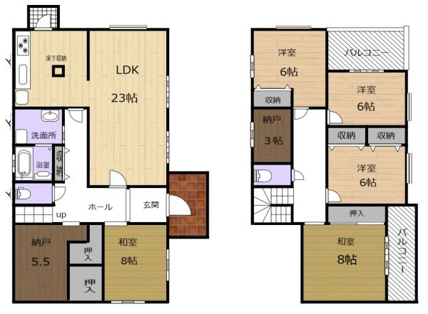 生駒市真弓３丁目の中古一戸建の間取り画像