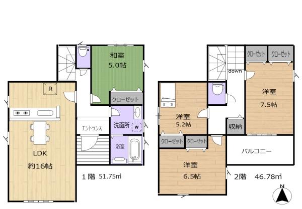 生駒市仲之町　新築住宅の間取り画像