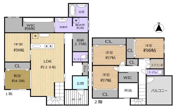 大和高田　中古戸建の間取り画像