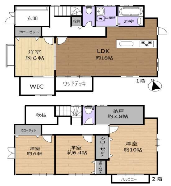 奈良市左京3丁目　中古戸建の間取り画像