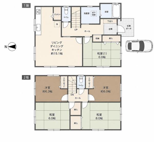 生駒市小明町　中古戸建の間取り画像