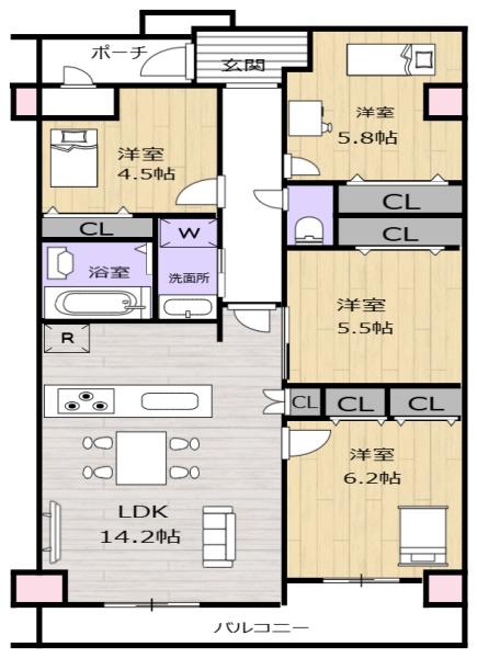 ライオンズマンション富雄の間取り画像