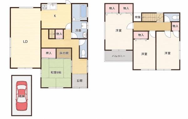 生駒市 喜里が丘 中古戸建の間取り画像