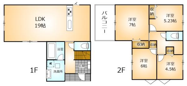 大和郡山市野垣内町の新築一戸建の間取り画像