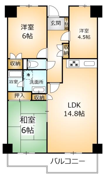 東急ドエル奈良パークビレジ6号棟402号室の間取り画像