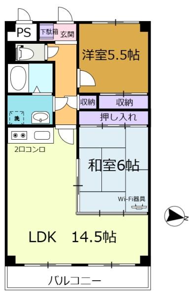 生駒市壱分町のマンションの間取り画像