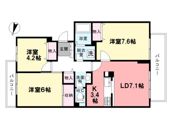 カリフール今川２号棟の間取り画像