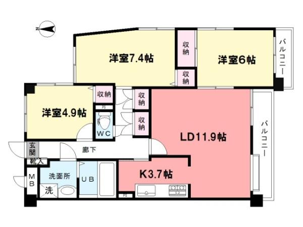 グランベールMOMOIの間取り画像