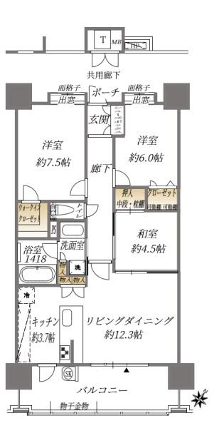 サンメゾン学研都市エルドの間取り画像