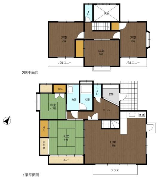 福岡市中央区笹丘2丁目の中古一戸建の間取り画像