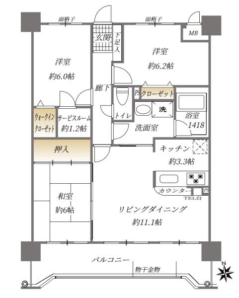 J'sMANSION花瀬ヒルズの間取り画像