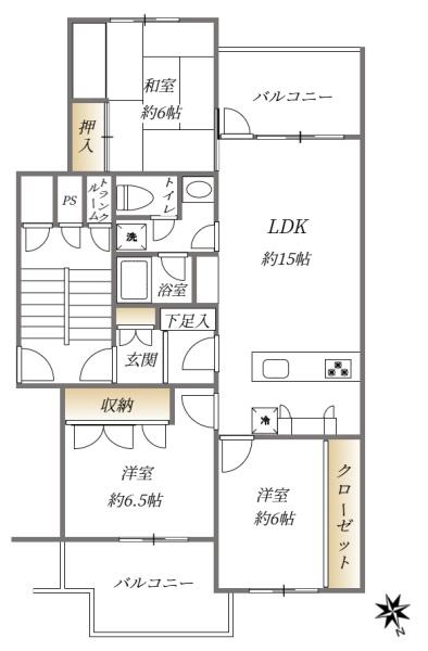 サンライフ小郡コートビレッジK棟の間取り画像