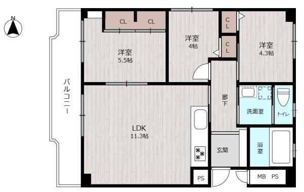 KBCマンション　ユーハイム姪浜の間取り画像