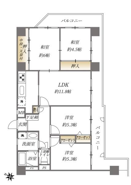 じゅうグランドマンション曰佐の間取り画像