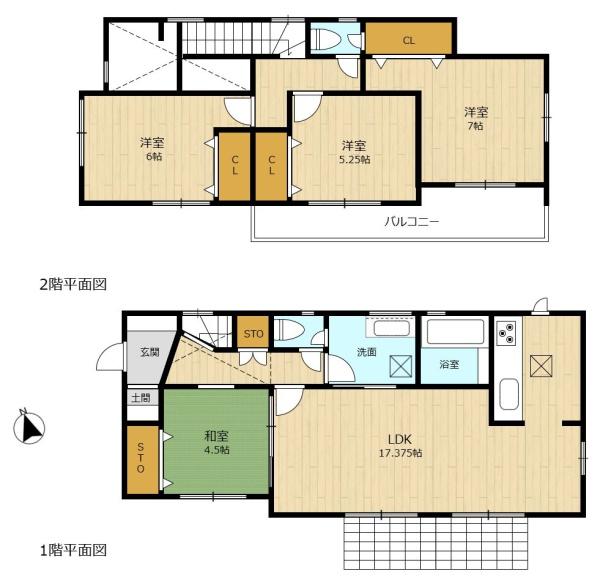 福津市花見が丘２丁目の新築一戸建の間取り画像