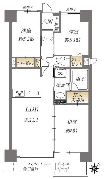 アンピール拾六町の間取り画像