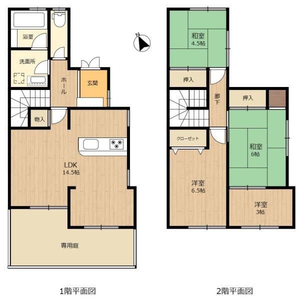 福岡市南区老司５丁目の中古一戸建の間取り画像