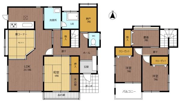 糟屋郡宇美町障子岳南２丁目の中古一戸建の間取り画像