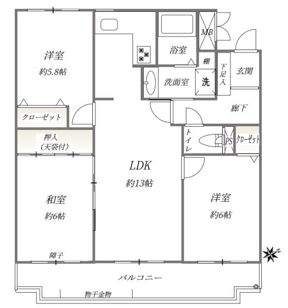 ライオンズマンション長住南の間取り画像