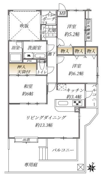 ヴィルヌーブ大池Ｄ棟の間取り画像