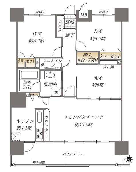 J’Sマンション西町グランドタワーの間取り画像