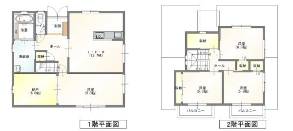 西条市朔日市中古住宅の間取り画像