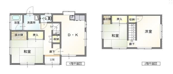 松山市西長戸町　中古住宅の間取り画像