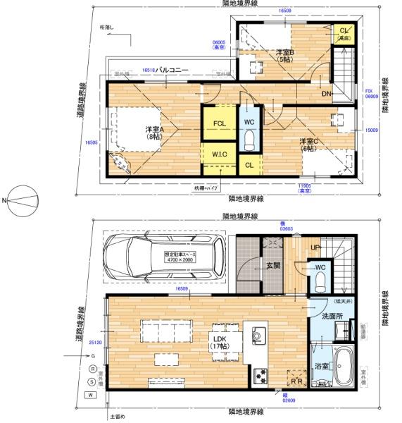 京都市西京区上桂御正町の新築一戸建の間取り画像