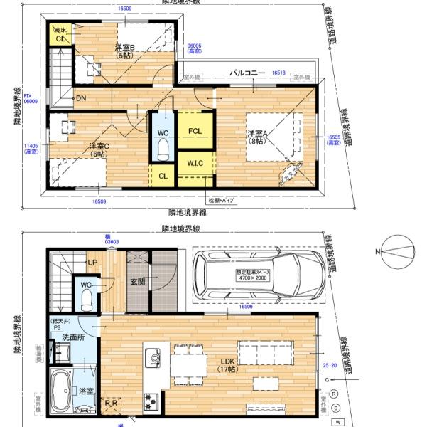 京都市西京区上桂御正町の新築一戸建の間取り画像