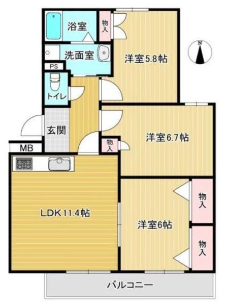 京都ロジュマン島町Ｂ棟の間取り画像