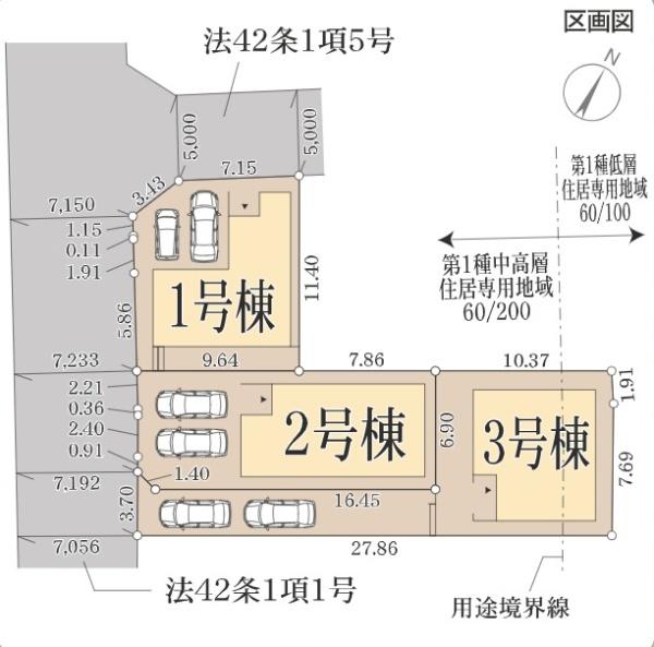 京都市北区鷹峯南鷹峯町の新築一戸建の区画図画像
