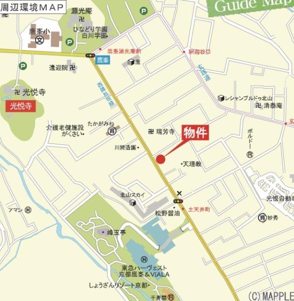 京都市北区鷹峯南鷹峯町の新築一戸建の現地案内図画像