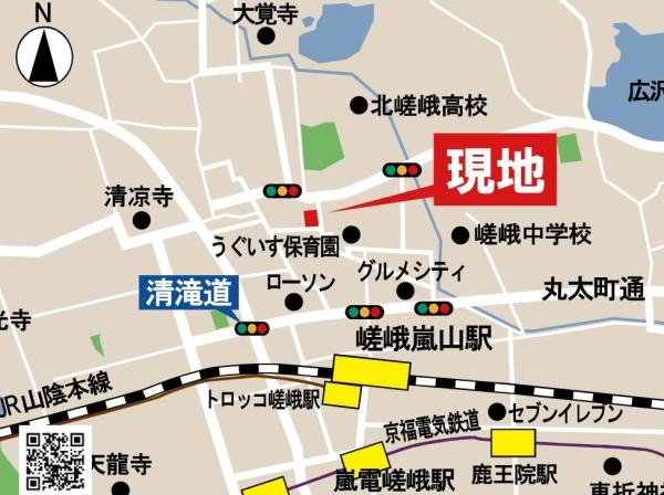 京都市右京区嵯峨大覚寺門前宮ノ下町の新築一戸建の現地案内図画像