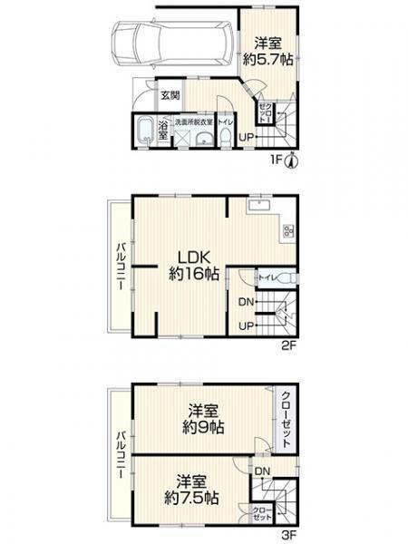 長岡京市東神足１丁目の中古一戸建の間取り画像