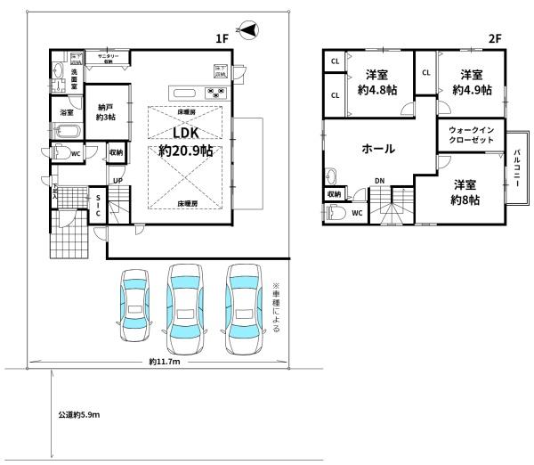 城陽市寺田市ノ久保の中古一戸建の間取り画像