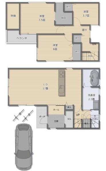 大阪府枚方市長尾元町二丁目 中古戸建の間取り画像