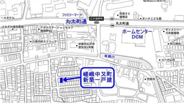 京都市右京区嵯峨中又町の新築一戸建の現地案内図画像