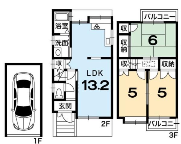 京都市右京区嵯峨野六反田町の中古一戸建の間取り画像