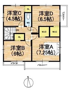 京都市西京区上桂西居町の新築一戸建の区画図画像